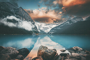 Sunrise At The Lake Louise Alberta Canada Fairmont Hotel