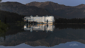 Perfect Reflection Of Fairmont Hotel Lake Louise Alberta Canada