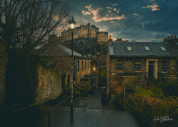 Edinburgh Castle Vennel Steps Edinburgh Scotland UK Print