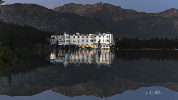 Perfect Reflection Of Fairmont Hotel Lake Louise Alberta Canada Print