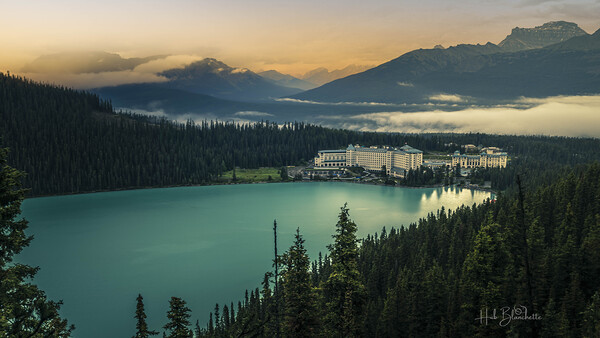 Fairmont Hotel From Above Lake Louise Alberta Canada Print