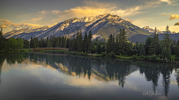 Nancy Pauw Bridge overlooking Mt Norquay in Banff Alberta Canada Print