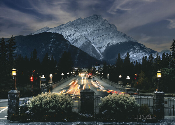 Banff Ave At Night In Alberta Canada Print