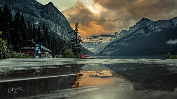 Sunrise On The Boardwalk At The Fairmont In Lake Louise Alberta Canada Print