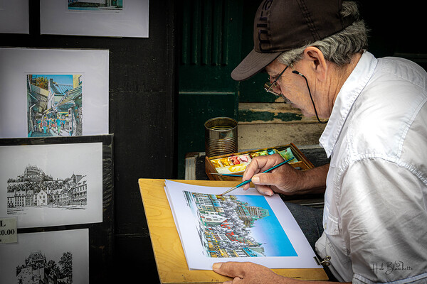 Artist On The Rue Du Tresor In Old Quebec Canada Print