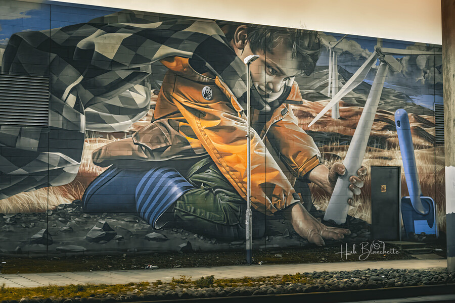 Wind turbine Mural Glasgow Scotland UK  Print