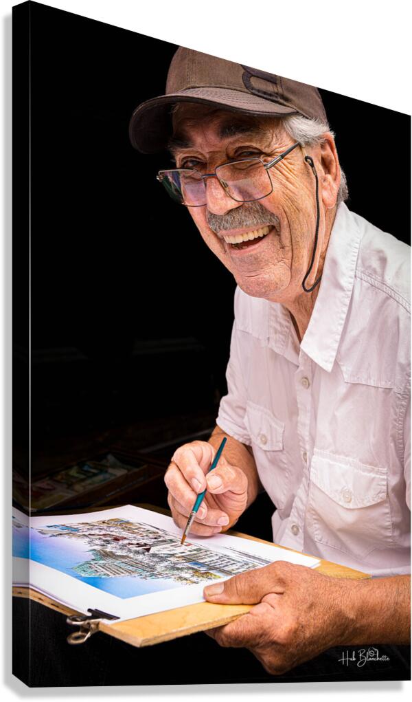 Artist On The Rue Du Tresor In Old Quebec Canada Canvas Print