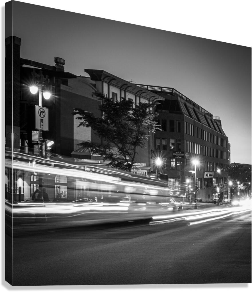 Bus Stop In Old Quebec City Canada Canvas Print