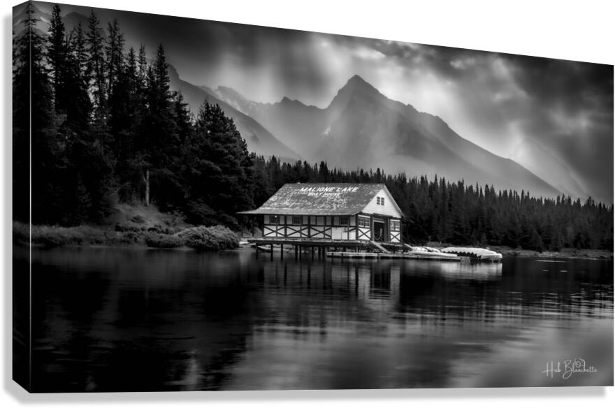 Maligne Lake Canoe  club In Jasper Alberta Canada Canvas Print