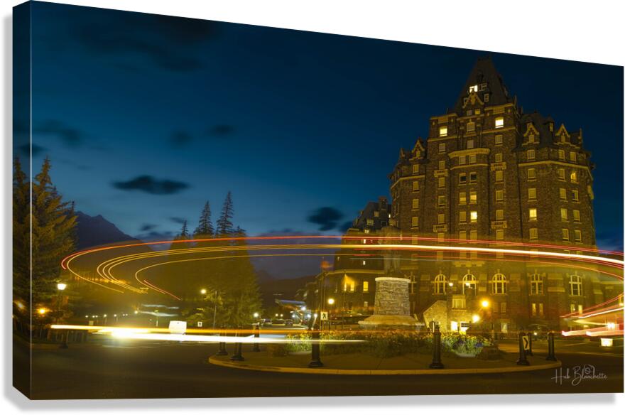 Late Night Long Exposure At The Fairmont In Banff Alberta Canada Canvas Print