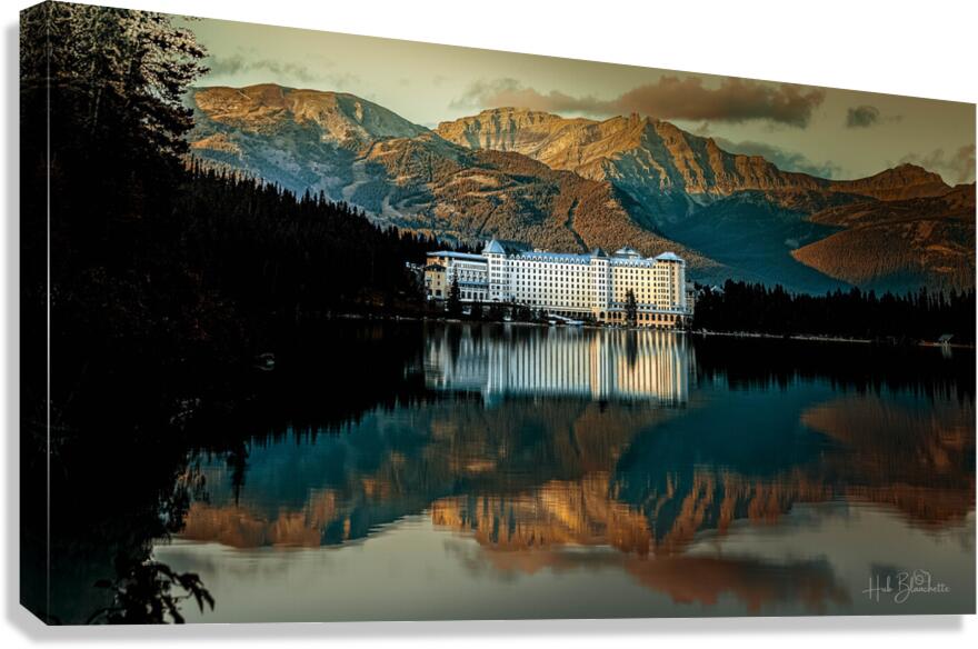 Just before Sunset At The Fairmont Hotel In Lake Louise Alberta Canada Canvas Print