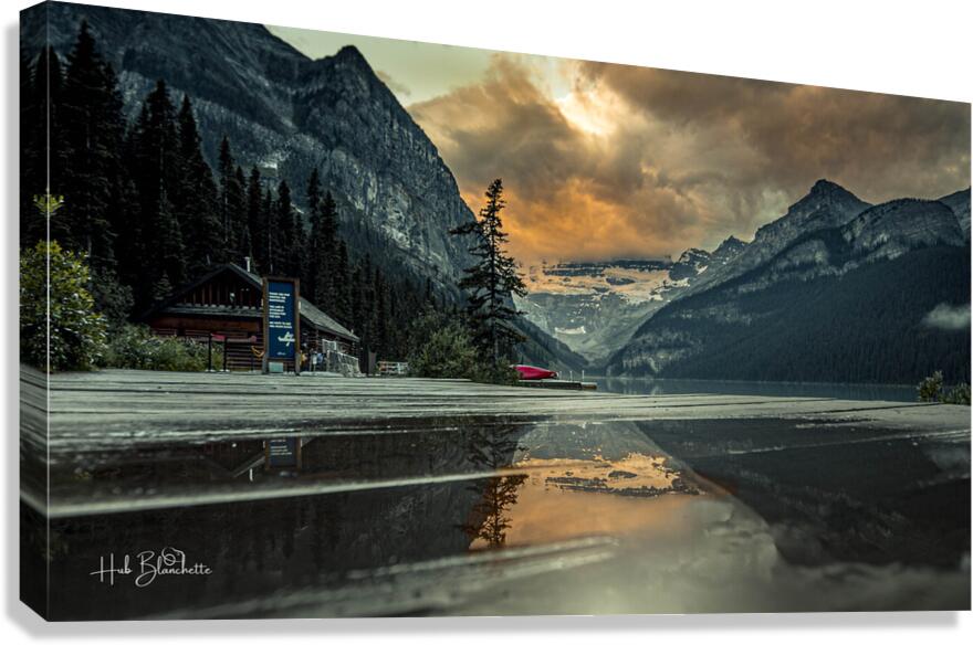 Sunrise On The Boardwalk At The Fairmont In Lake Louise Alberta Canada Canvas Print