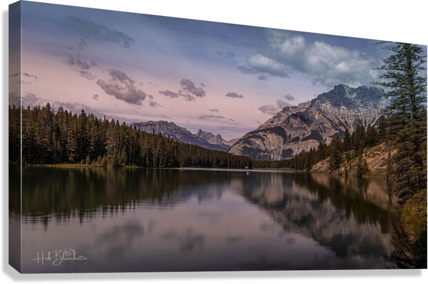 Cascade Mountain Overlooking Johnson Lake In Banff Alberta Canada Canvas Print