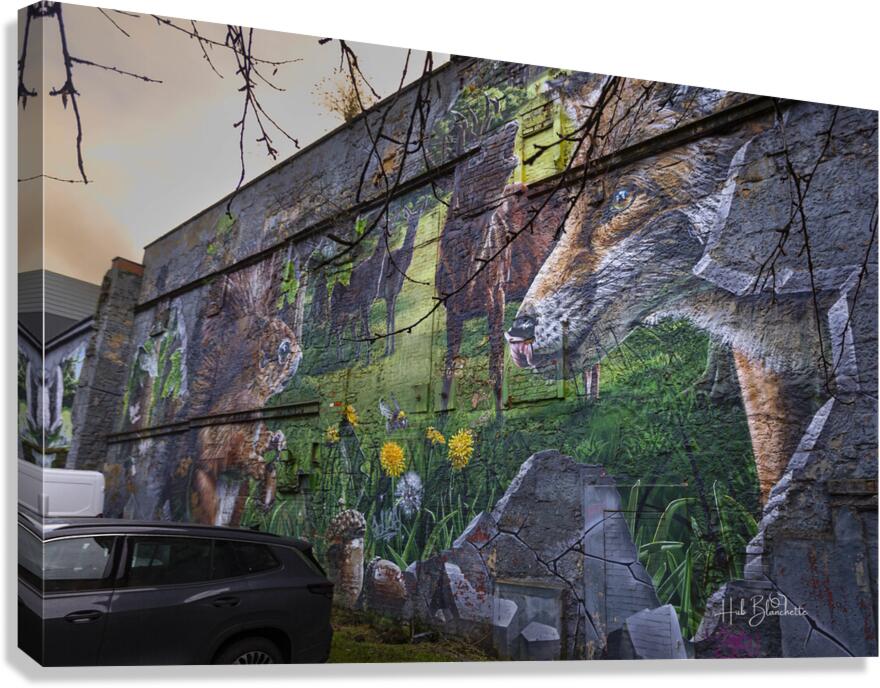Fellow Glasgow Residents Mural Glasgow Scotland UK Canvas Print