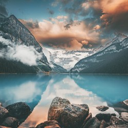 Sunrise At The Lake Louise Alberta Canada Fairmont Hotel