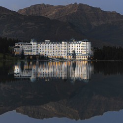 Perfect Reflection Of Fairmont Hotel Lake Louise Alberta Canada