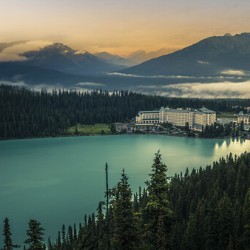 Fairmont Hotel From Above Lake Louise Alberta Canada