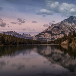 Cascade Mountain Overlooking Johnson Lake In Banff Alberta Canada