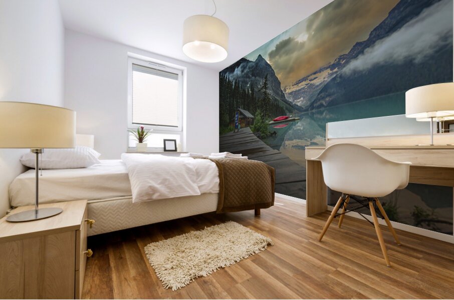 Sunrise At The Canoe Club Lake Louise Alberta Canada Mural print