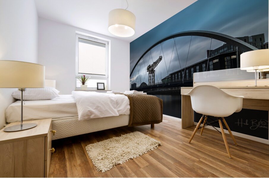 The Clyde Arc and the Finnieston Crane Glasgow Scotland UK Mural print