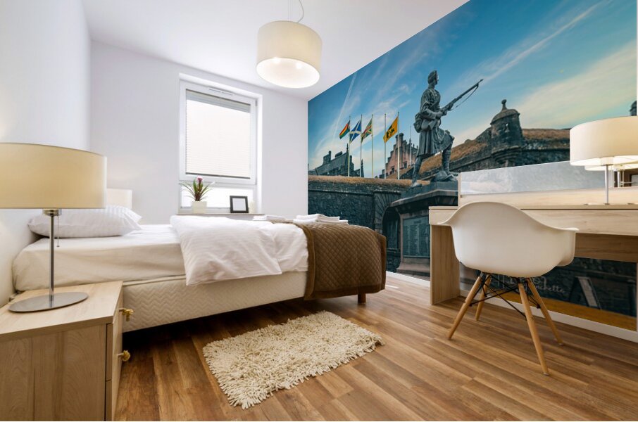 Stirling Castle and Sutherland Highlanders War Memorial Scotland UK Mural print