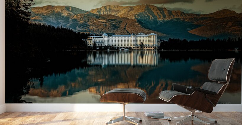 Just before Sunset At The Fairmont Hotel In Lake Louise Alberta Canada Wall Murals