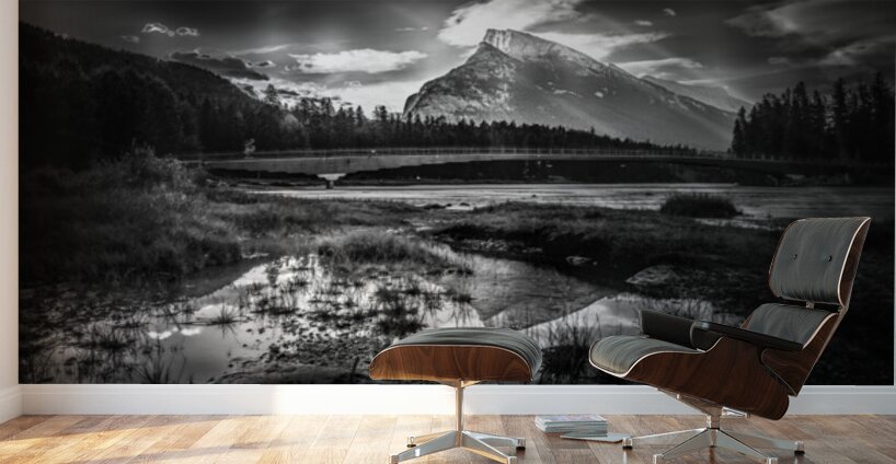 Mt Rundle Overlooking The Bow River In Banff Alberta Canada Wall Murals