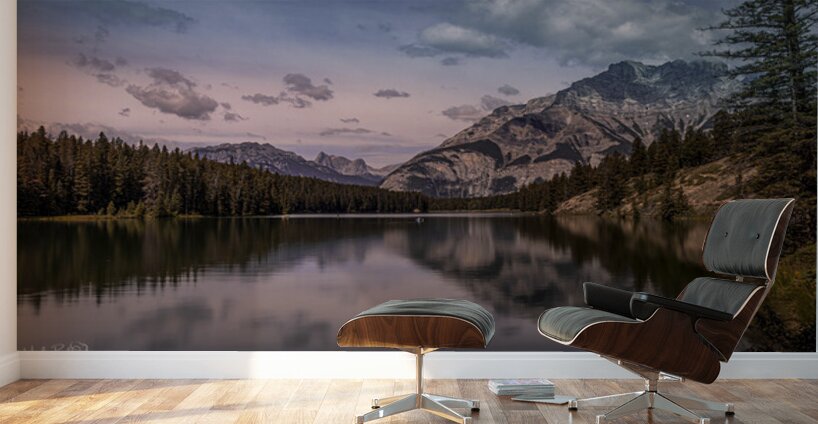 Cascade Mountain Overlooking Johnson Lake In Banff Alberta Canada Wall Murals