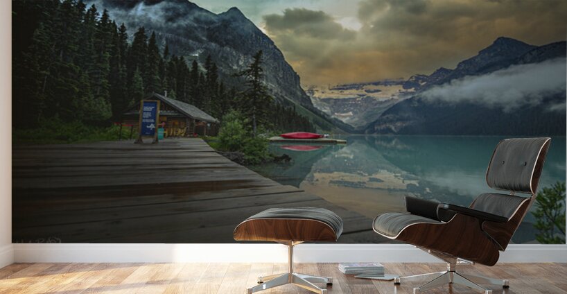 Sunrise At The Canoe Club Lake Louise Alberta Canada Wall Murals