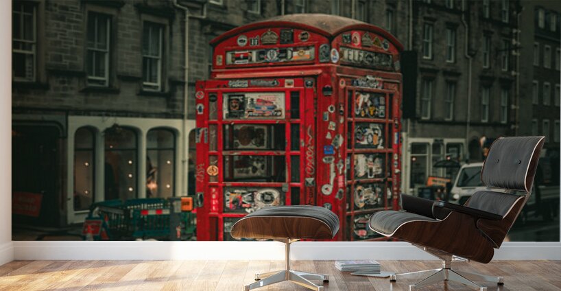  Red phone booths in Edinburgh Scotland UK Wall Murals